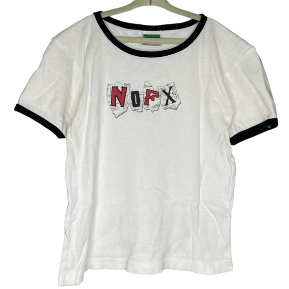 Vintage band tee NOFX white ringer tshirt 90s women’s size medium - Picture 1 of 9